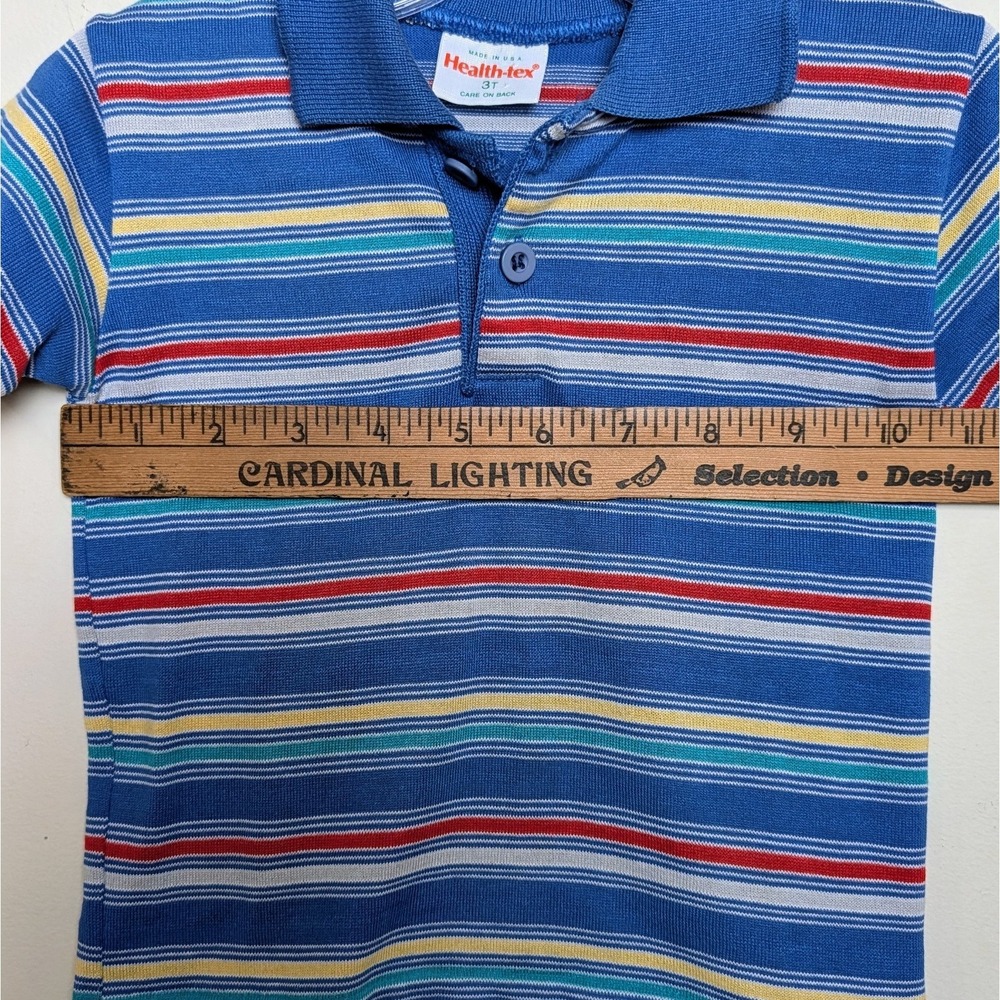 Vintage Healthtex 80s Colorful Striped Polo Shirt Unisex Toddler Size 3T - Picture 4 of 6